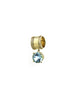 14K Gold Thick Ridged Diamond Blue Topaz Charm Spacer