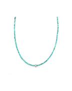 14K White Gold Diamond Spacer Tube Turquoise Necklace