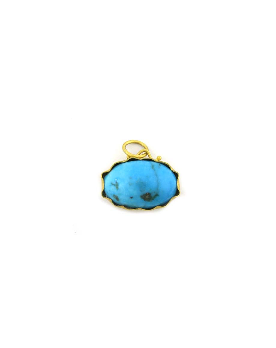24K Gold Turquoise Nugget Charm