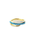 14K Gold Turquoise Diamond Triple Wrap Ring