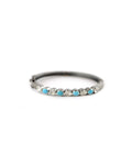 Silver Simple Polki Diamond & Turquoise Oval Bangle