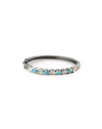 Silver Simple Polki Diamond & Turquoise Oval Bangle