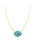 14K Gold Black Diamond Turquoise Evil Eye Necklace