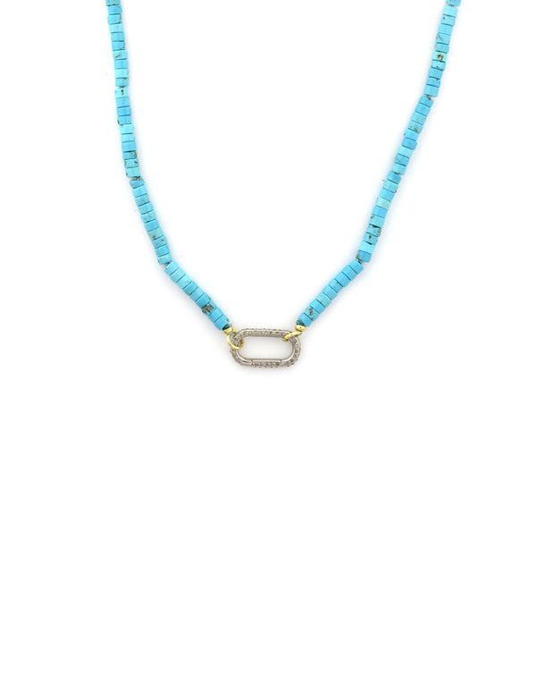 Large Luxe Lexi Lock Necklace: Heishi Turquoise