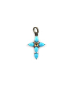 Turquoise Polki Diamond Center Cross Charm