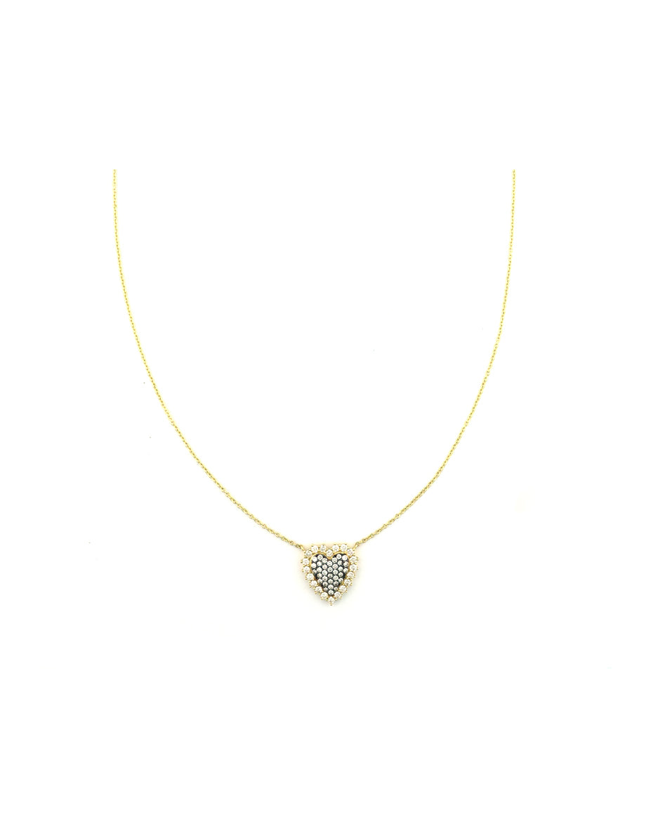 14K Gold Two Tone Diamond Heart Necklace