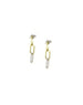 Mini 14K Gold Two Tone Trio Diamond Link Earrings