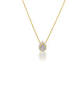 14K Gold Enamel White Topaz Teardrop Necklace