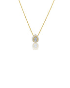 14K Gold Enamel White Topaz Teardrop Necklace