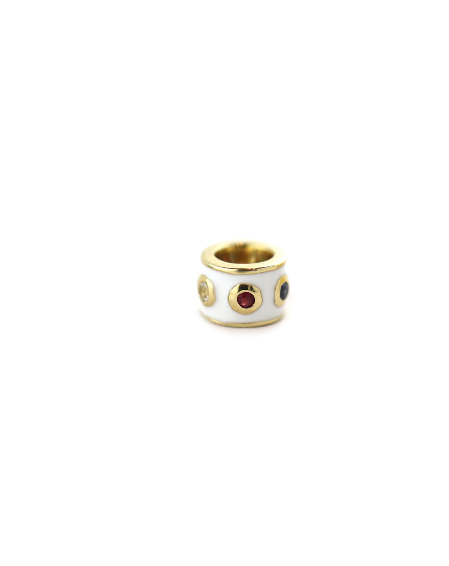 14K White Enamel Rainbow Sapphire Charm Spacer