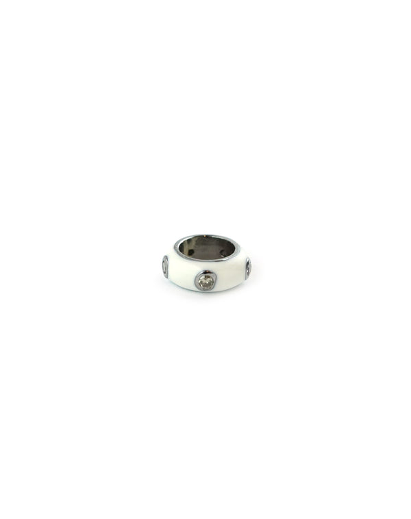 Mini Silver White Enamel Dotted Diamond Spacer
