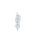 14K Gold Star Studded White Opal Lightning Bolt Pendant