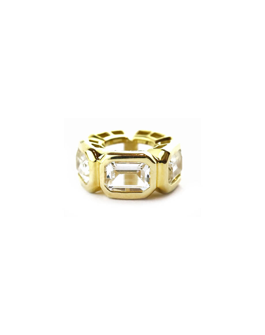Chunky 14K Gold White Topaz Bezel Spacer