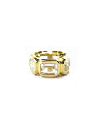 Chunky 14K Gold White Topaz Bezel Spacer