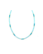 3mm Sky Blue Zircon & Turquoise Rondelle Necklace