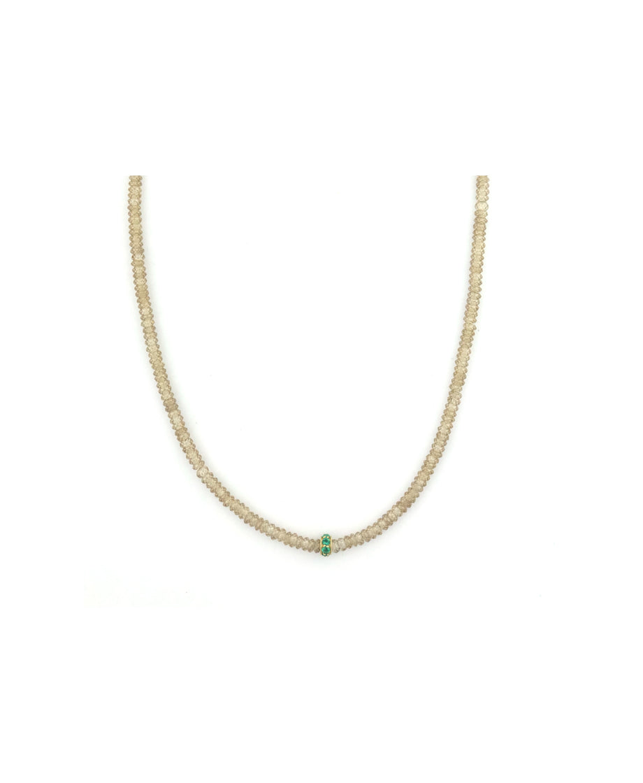 Champagne Zircon Tiny Emerald Spacer Necklace