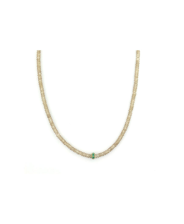 Champagne Zircon Tiny Emerald Spacer Necklace