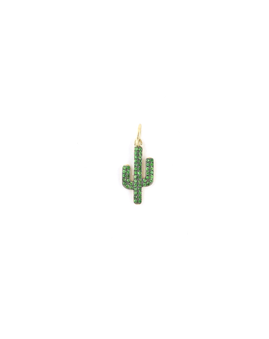 14K Gold Tsavorite Cactus Charm