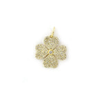 14K Gold Pave Diamond Four Leaf Clover Charm