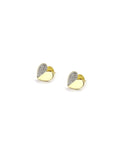 14K Gold Half Diamond Heart Studs
