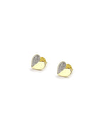 14K Gold Half Diamond Heart Studs