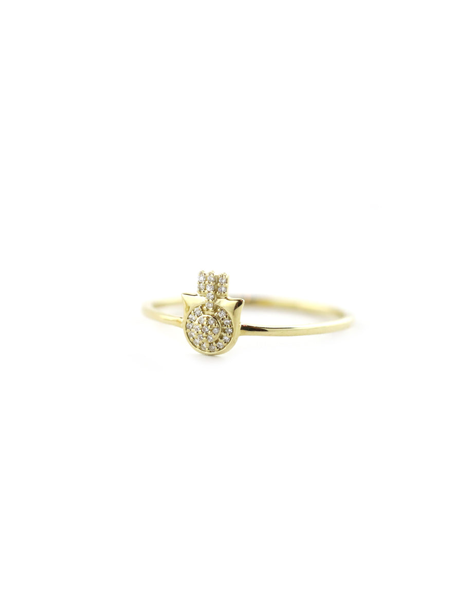 14K Gold Diamond Hamsa Ring