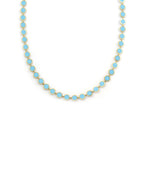 14K Gold Circle Turquoise Inlay Disco Chain