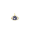 14K Gold Pave Diamond & Sapphire Evil Eye Charm 