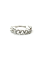 14K White Gold Diamond Cuban Link Ring