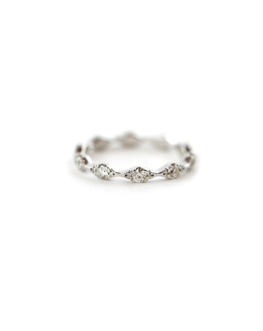 14K White Gold Scallop Diamond Eternity Band