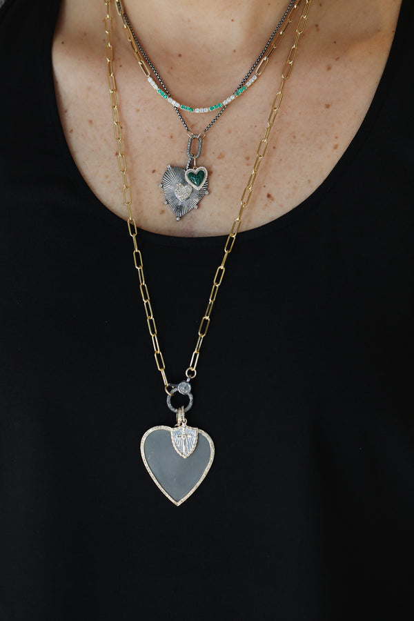 14K Two Tone Cross Shield Charm