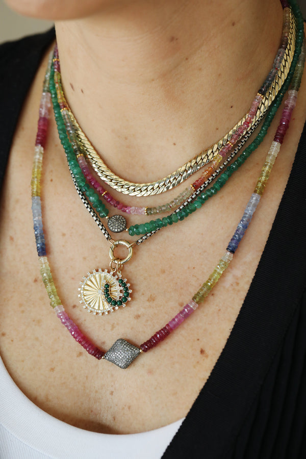 14K Gold Small Malachite Horseshoe Charm