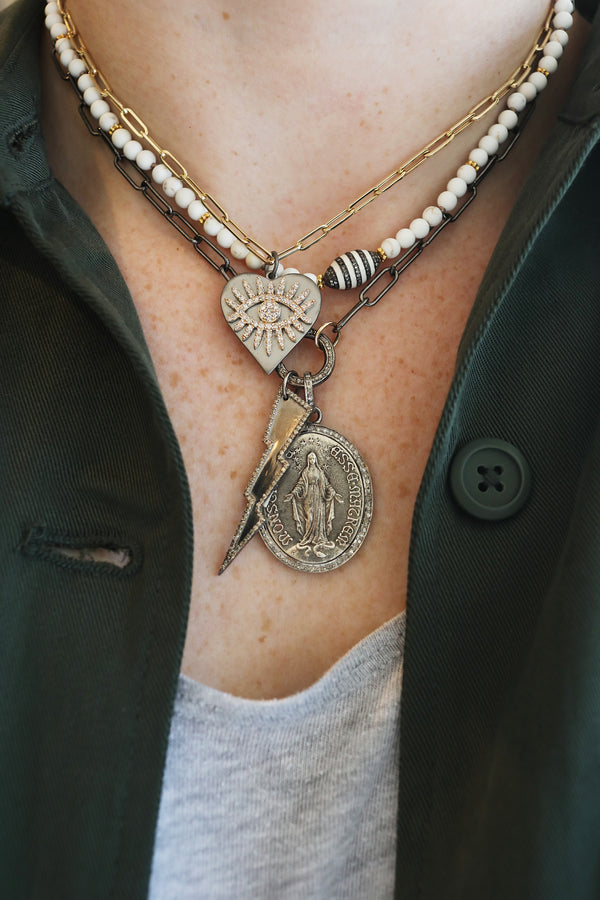 Diamond Virgin Mary Miraculous Coin Pendant