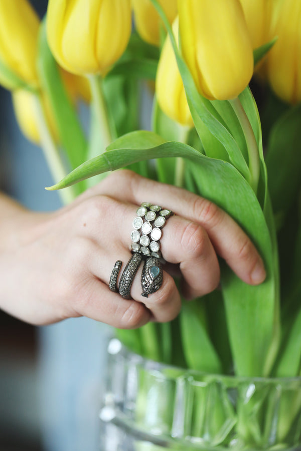 Silver Polki Diamond Eternity Ring