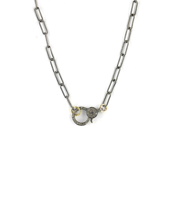 Gunmetal Paper Clip Lock Necklace