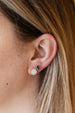 14K Gold Circle Mother of Pearl Diamond Frame Studs