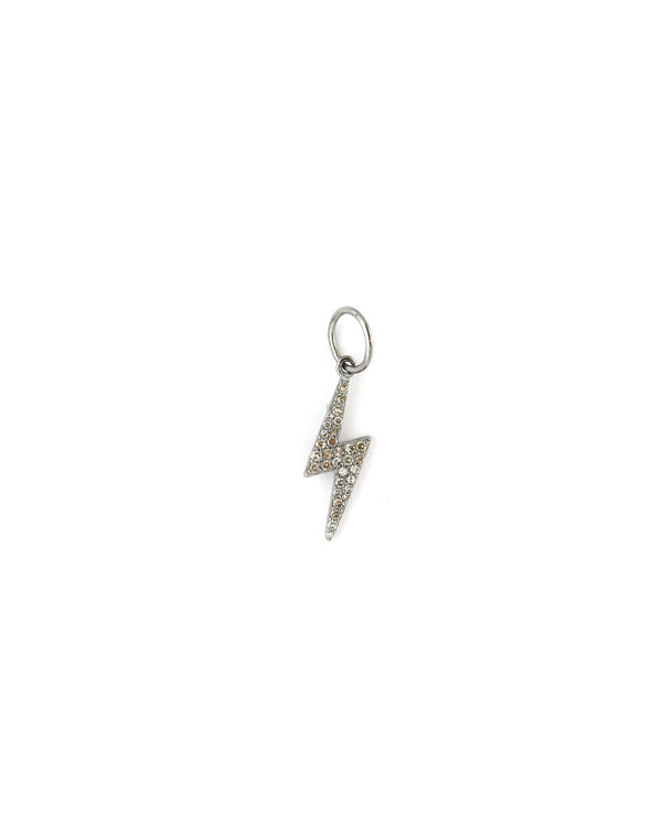 Small Silver Pave Diamond Lightning Bolt Charm