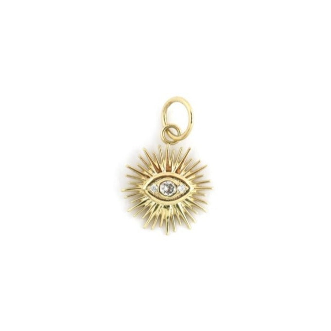 14K Gold Sunburst Evil Eye Charm