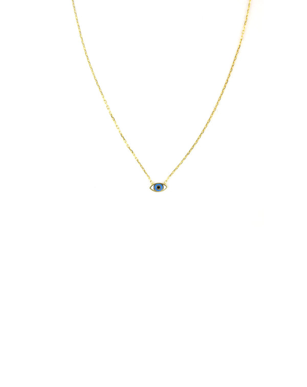 Tiny White Enamel Evil Eye Necklace