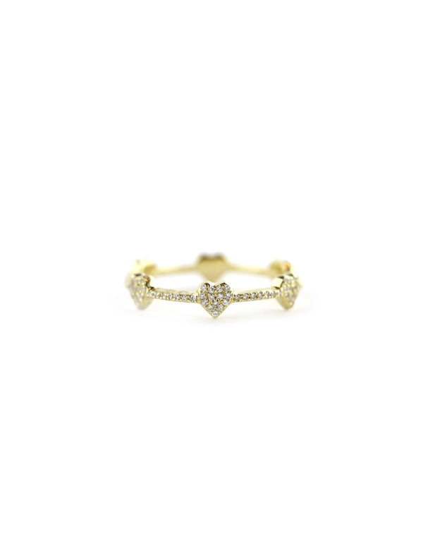 14K Gold Diamond Heart Eternity Ring