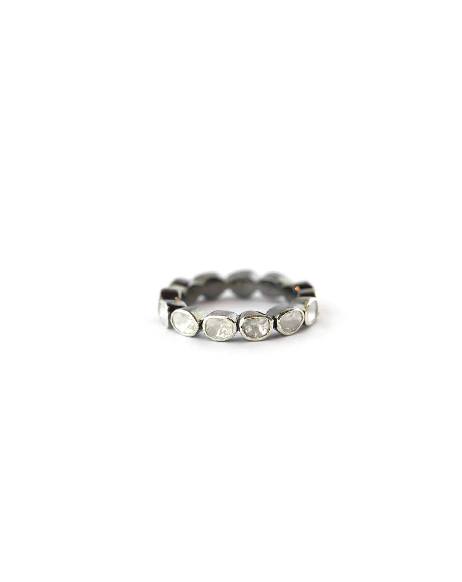 Silver Polki Diamond Eternity Band Ring