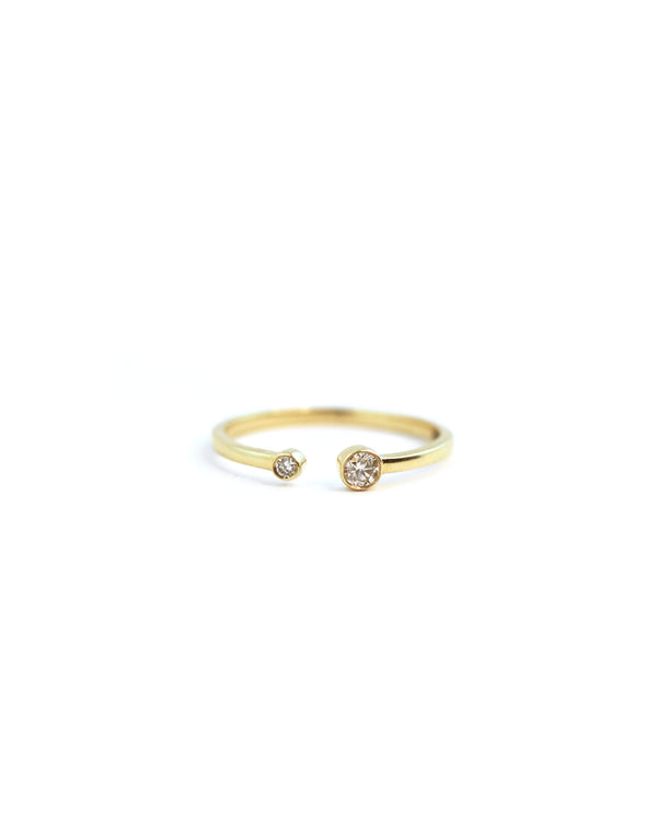 14K Gold Double Diamond Open Ring