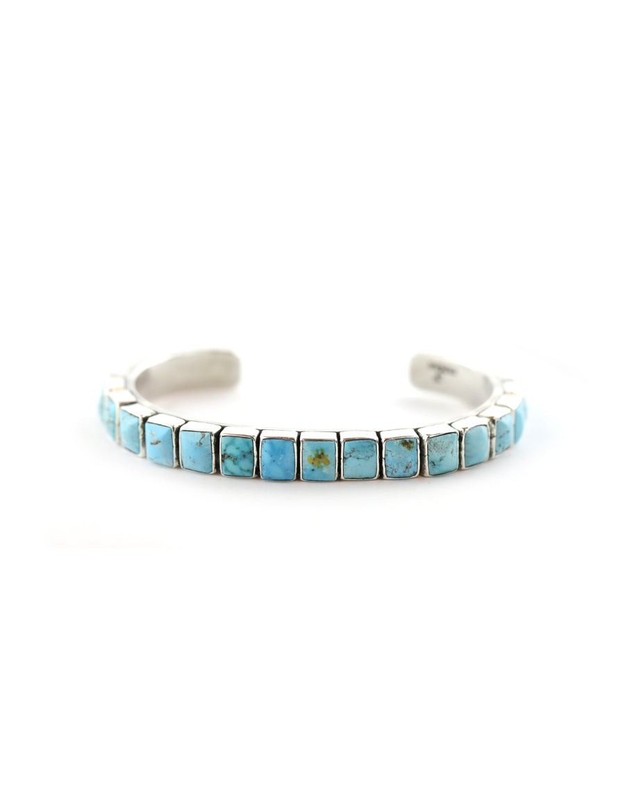 Federico Single Row Blue Turquoise Tiled Cuff