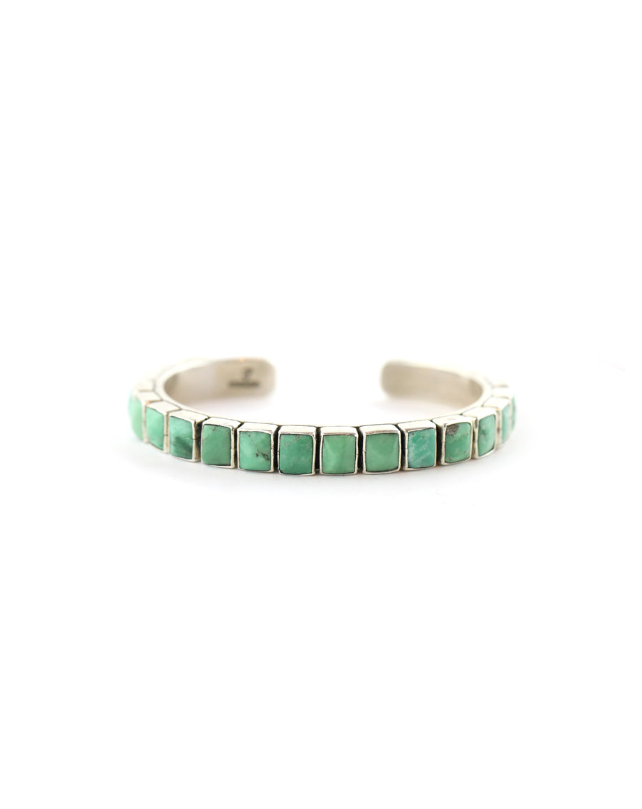 Federico Single Row Green Turquoise Tiled Cuff