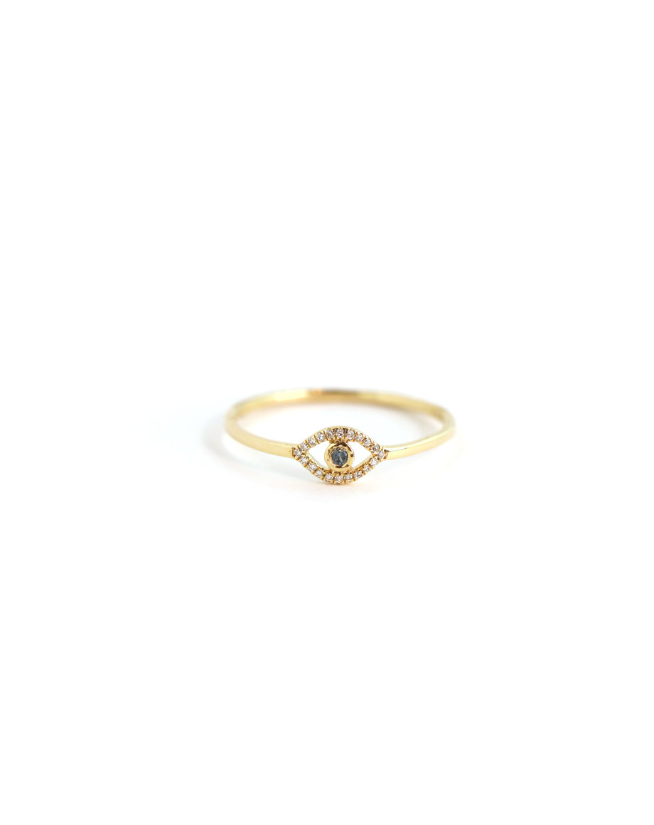 14K Gold Itty Bitty Cut Out Evil Eye Ring