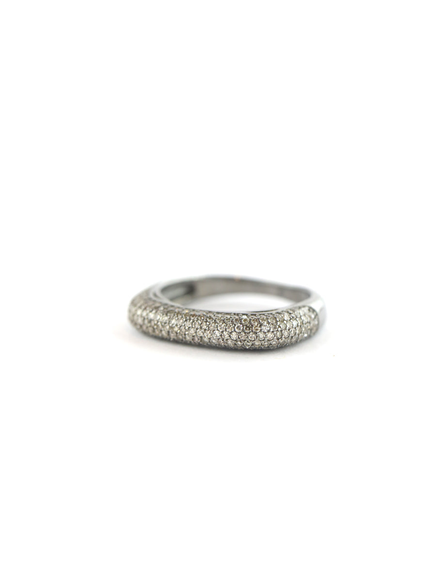 Silver Diamond Square Puffy Stacking Ring