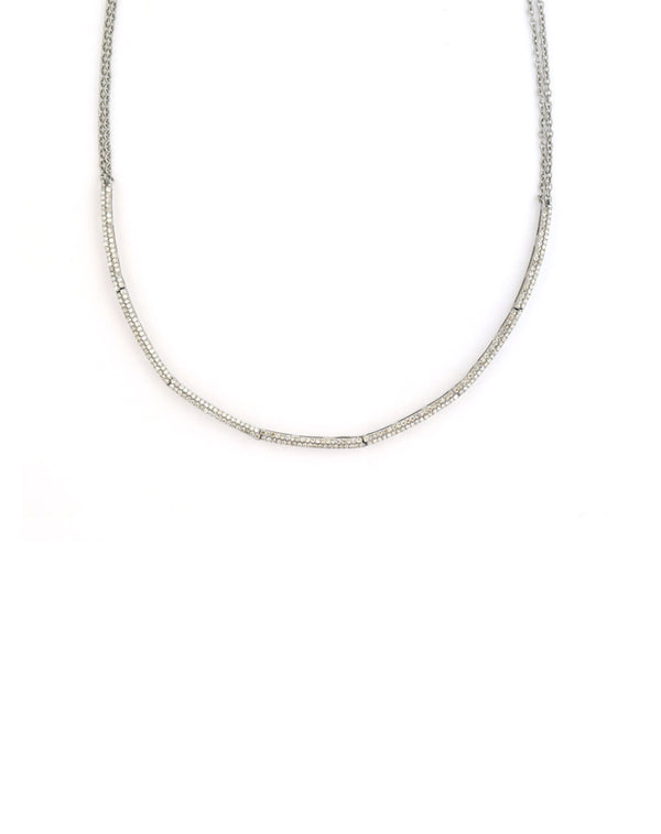 Silver Thin Diamond Choker