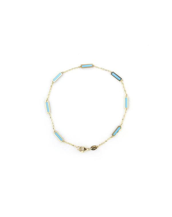 14k Gold Inlaid Turquoise Rectangle Bracelet