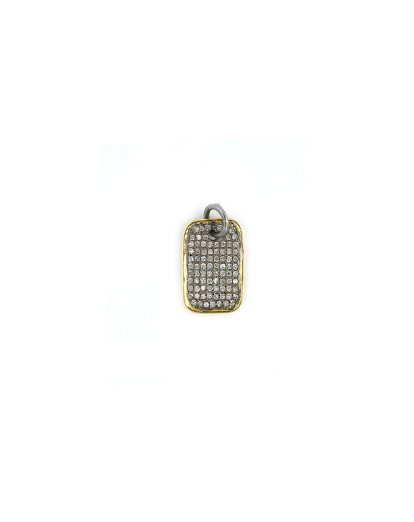 Two Toned Small Diamond Dog Tag